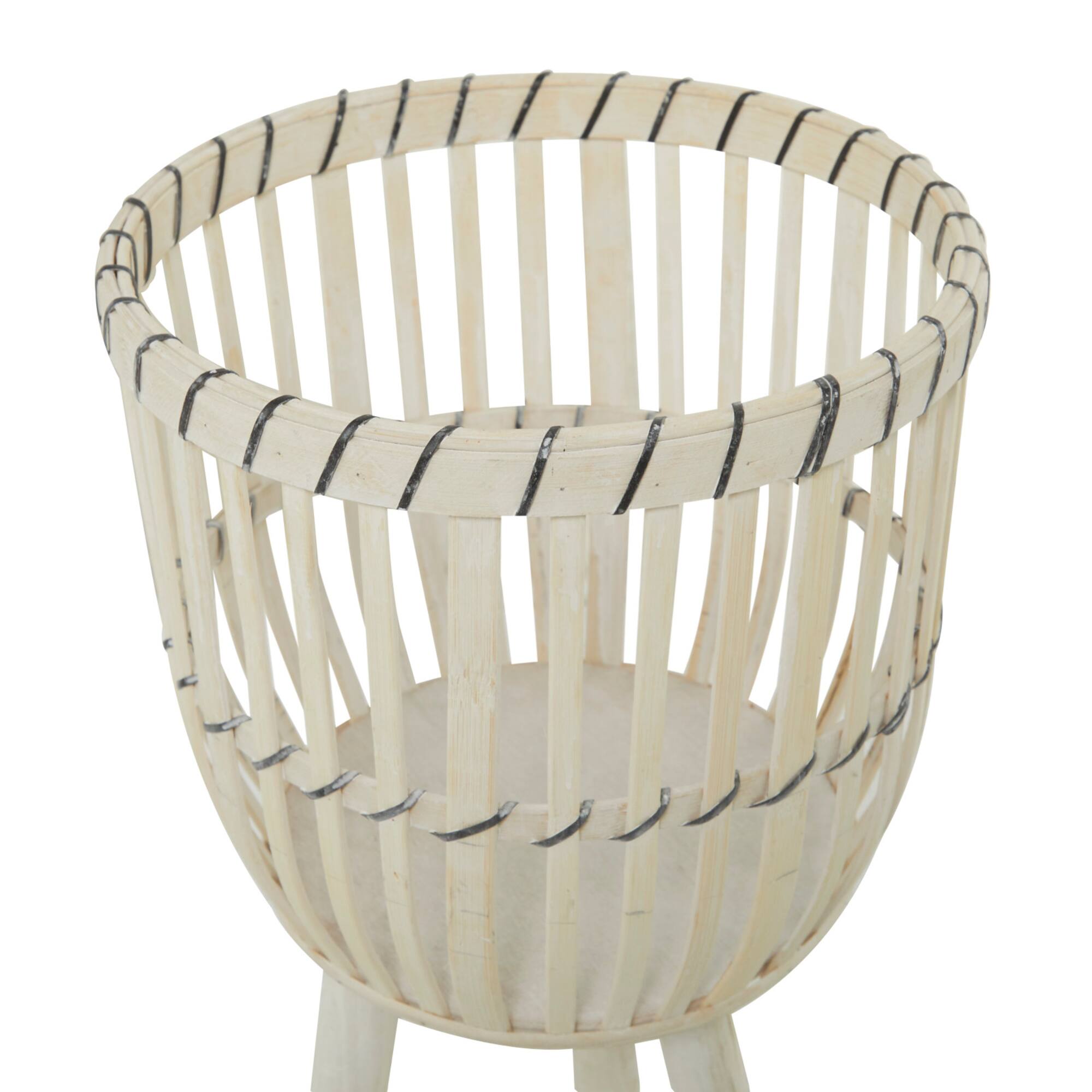 White Bamboo Bohemian Planter, Set of 3" 26", 23", 20"